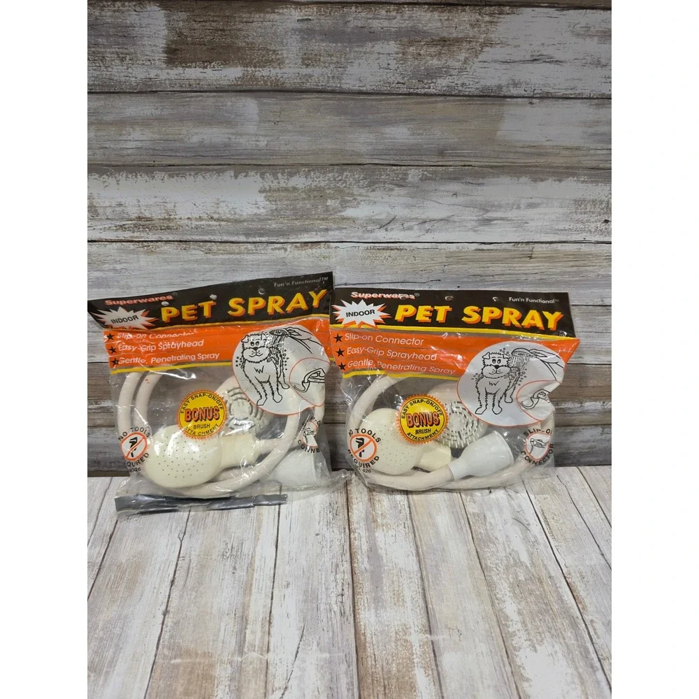 Lot 2 Superwares Indoor Pet Spray Slip-On Faucet Attachment with Bonus Brush NEW